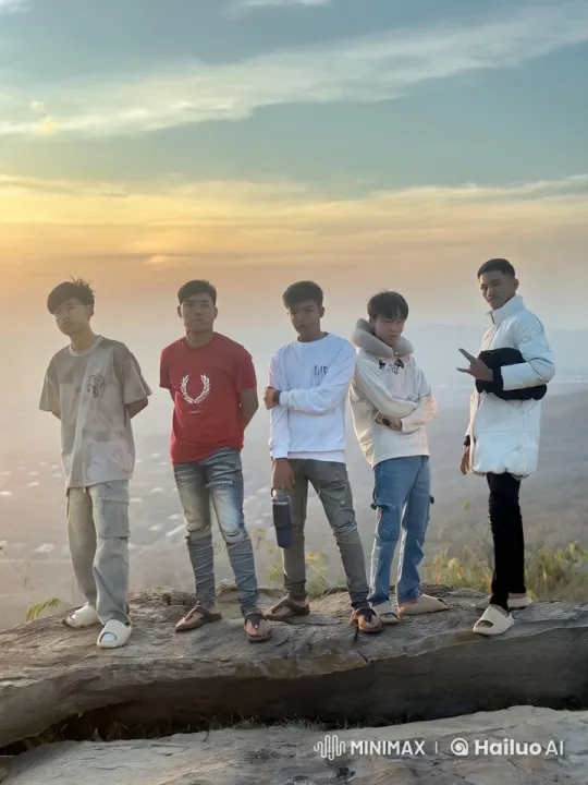 Five Young Men Display Martial Arts Skills at Sunset – AI Generated Video | Hailuo AI