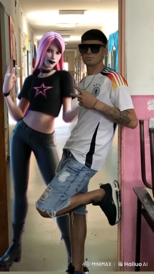 Young Couple Shares Affectionate Moment in School Hallway – AI Generated Video | Hailuo AI