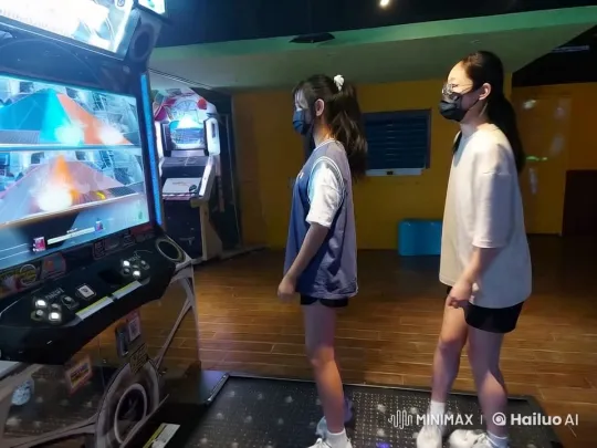 Young Women Practice Martial Arts in Arcade – AI Generated Video | Hailuo AI