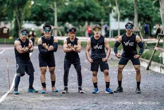 Five Athletes Perform Dynamic Martial Arts in Nature – AI Generated Video | Hailuo AI