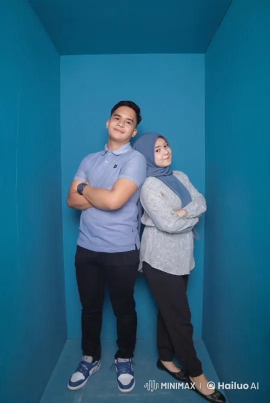 Boy and Girl Perform Synchronized Kung Fu in Blue Room – AI Generated Video | Hailuo AI