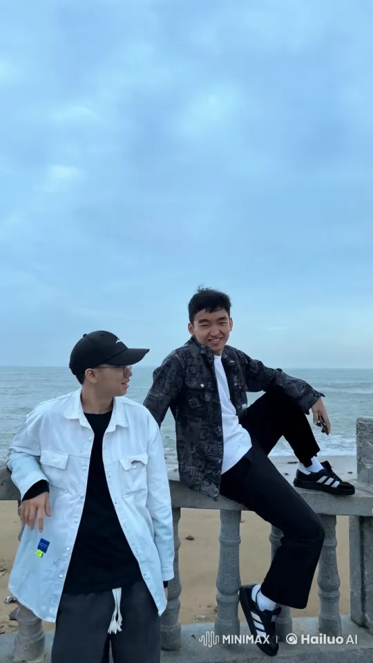 Two Men Practicing Kung Fu by the Ocean – AI Generated Video | Hailuo AI