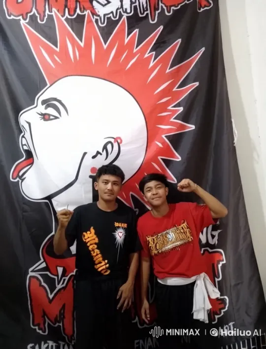 Punk Rock Banner Backdrop: Kung Fu Sparring Duo – AI Generated Video | Hailuo AI