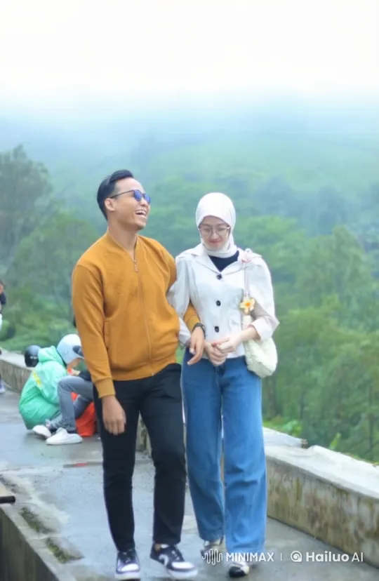 Couple Performs Synchronized Kungfu on Misty Walkway – AI Generated Video | Hailuo AI