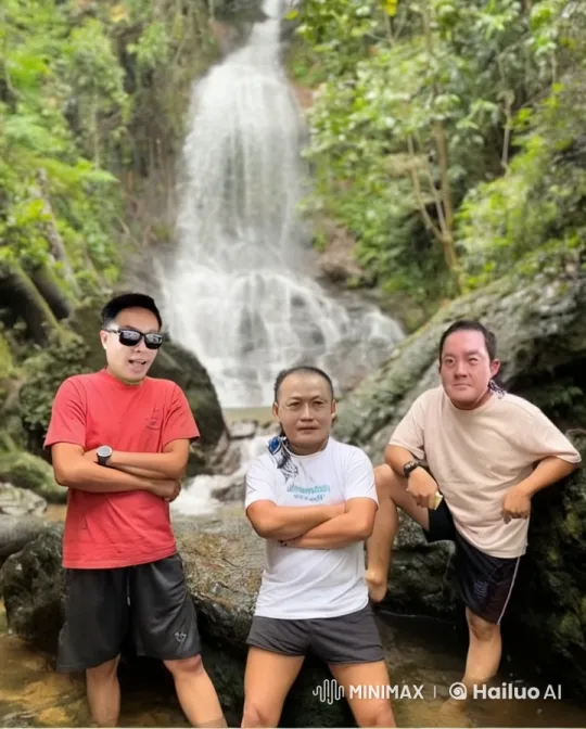Kungfu Practitioners Showcase Skills by Waterfall – AI Generated Video | Hailuo AI