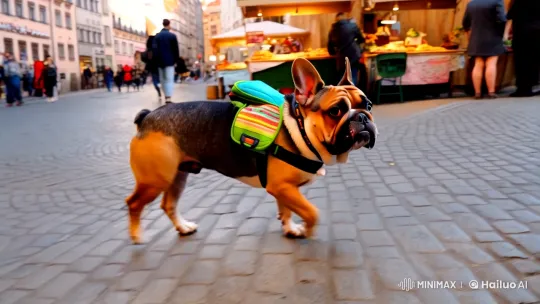 Charming Bulldog Puppy Explores Vibrant Munich Streets – AI Generated Video | Hailuo AI