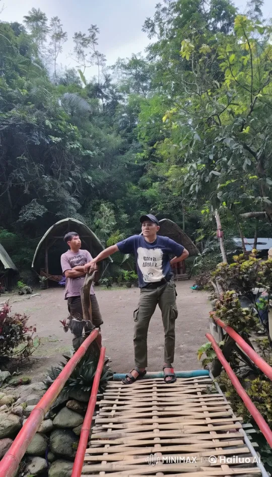 Kung Fu Masters Spar on Bamboo Bridge in Tranquil Forest – AI Generated Video | Hailuo AI