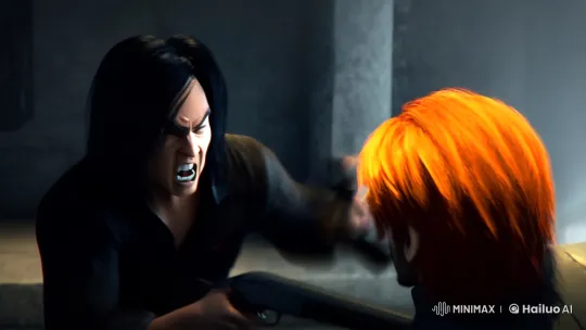 Tense Confrontation: Black-Haired Man vs. Orange-Haired Man – AI Generated Video | Hailuo AI