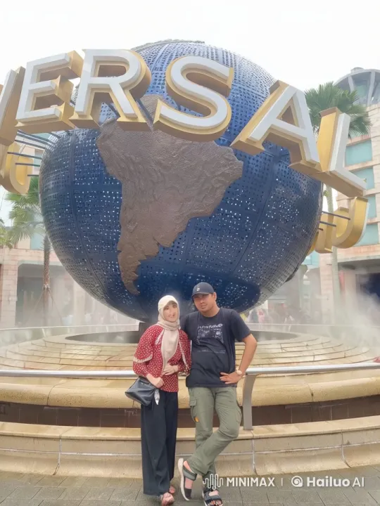 Couple Practicing Kungfu at Universal Studios Globe – AI Generated Video | Hailuo AI