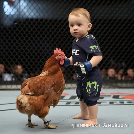 Boy vs. Chicken: Intense Cage Fight – AI Generated Video | Hailuo AI