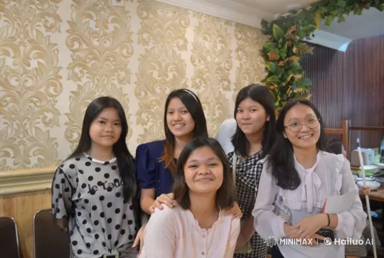 Young Women Enjoy Friendly Moment in Modern Room – AI Generated Video | Hailuo AI