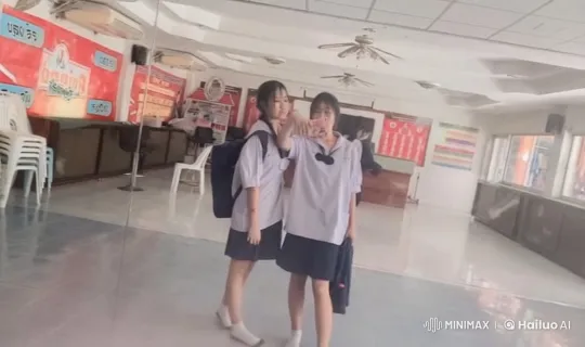 Schoolgirls Perform Synchronized Kungfu in Well-Lit Room – AI Generated Video | Hailuo AI