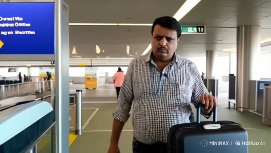 Middle-Aged Man Begins His Journey at Airport – AI Generated Video | Hailuo AI