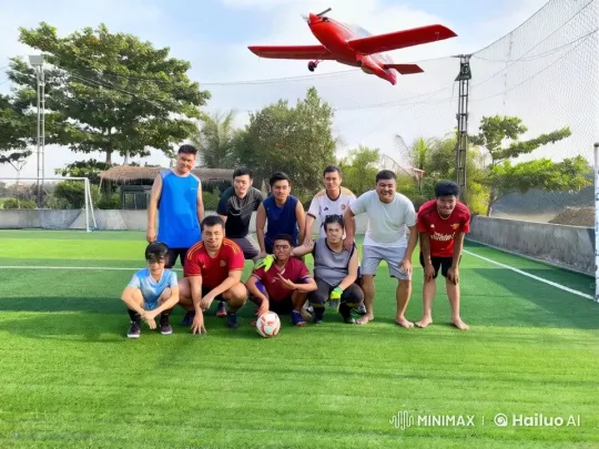 Friends Prepare for Football Match with Low-Flying Plane – AI Generated Video | Hailuo AI