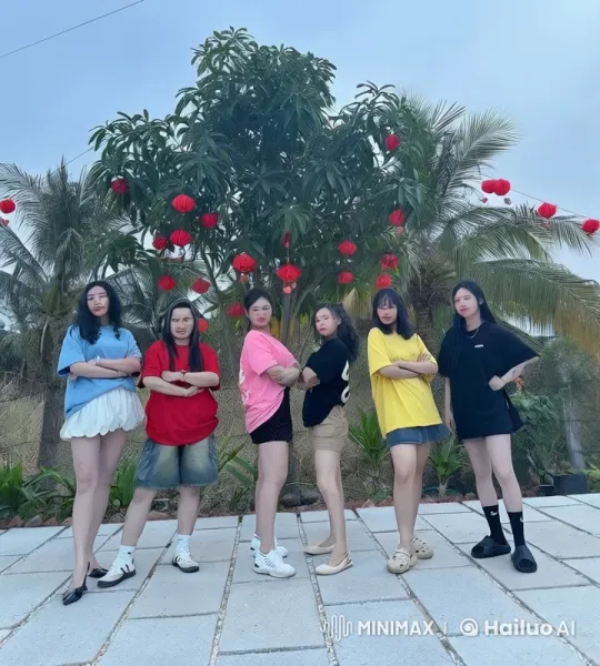Six Friends Showcase Synchronized Martial Arts in Nature – AI Generated Video | Hailuo AI
