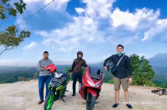 Motorcyclists Display Kung Fu Skills with Mountain Backdrop – AI Generated Video | Hailuo AI