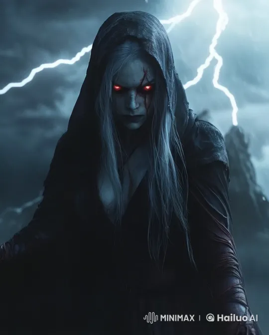 Mysterious Cloaked Figure Advances in Stormy Setting – AI Generated Video | Hailuo AI