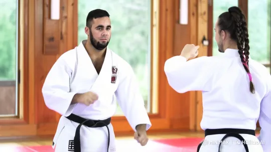 Taekwondo Practice: Husband and Wife Sparring in Dojo – AI Generated Video | Hailuo AI