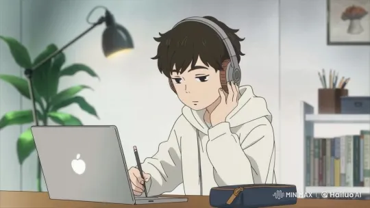 Focused Boy Writing with Natural Hair Movement – AI Generated Video | Hailuo AI