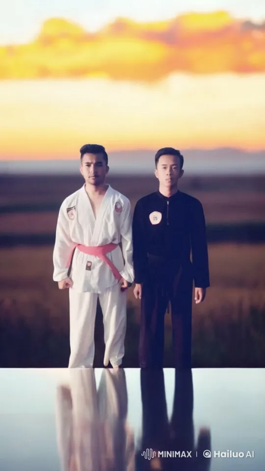 Sunset Martial Arts Showdown: Black vs. White – AI Generated Video | Hailuo AI