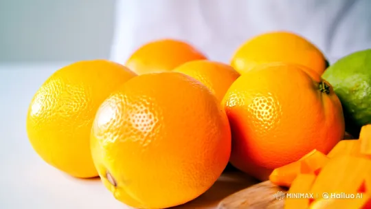 Vibrant Fresh Produce Blending in Citrus Immunity Booster – AI Generated Video | Hailuo AI