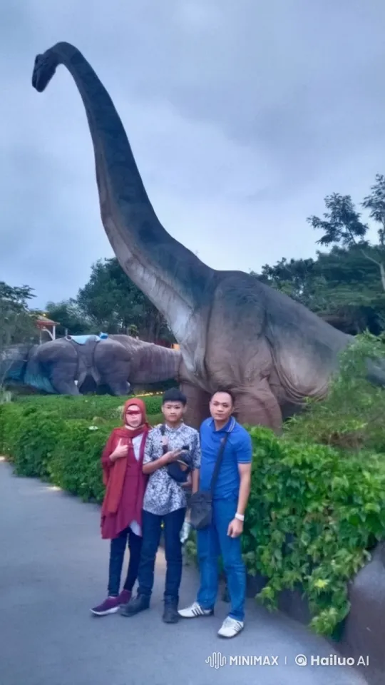 Kung Fu Fighters Perform in Park with Dinosaur Model – AI Generated Video | Hailuo AI