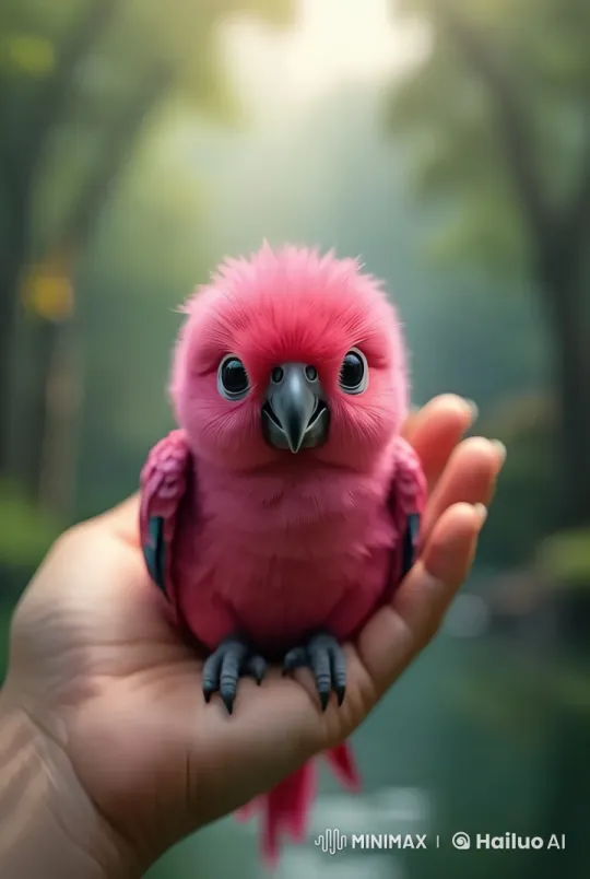 Live2D: Serene Bird on Hand in Blurred Forest – AI Generated Video | Hailuo AI
