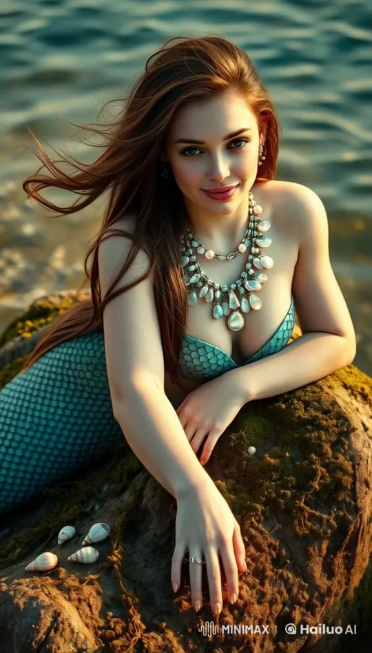 Serene Mermaid on Rock: 4K Slow-Motion Visual Delight – AI Generated Video | Hailuo AI