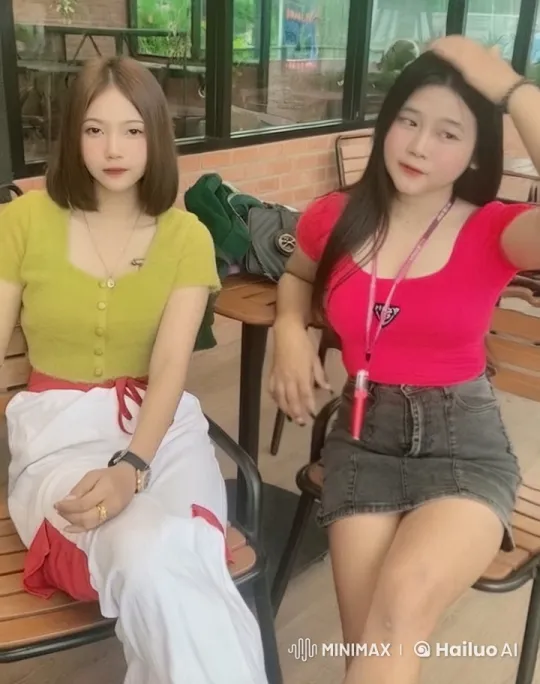 Outdoor Café Scene with Two Women – AI Generated Video | Hailuo AI
