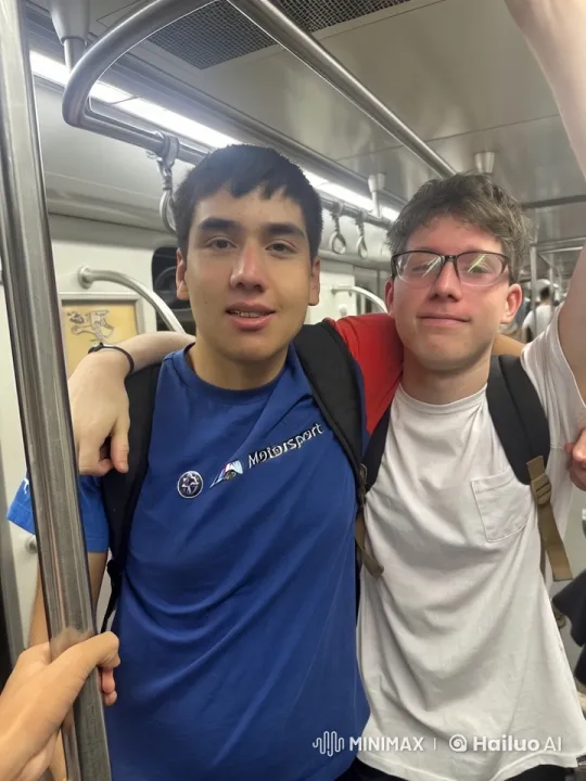 Friends Share Affectionate Moment on Subway – AI Generated Video | Hailuo AI