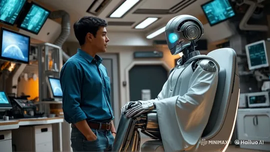 Live2D Animated Interaction in Futuristic Lab – AI Generated Video | Hailuo AI