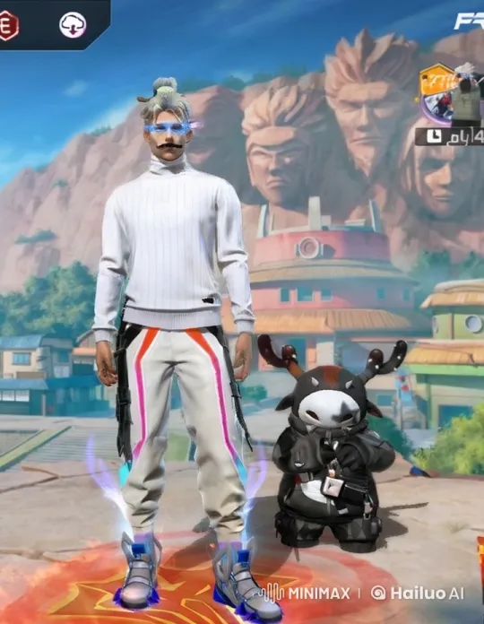 Digital Character with Whimsical Creature Amidst Animated Mountainscape – AI Generated Video | Hailuo AI