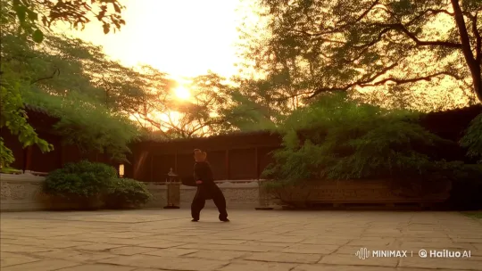 Aesthetic Kung Fu Master in Serene Chinese Courtyard – AI Generated Video | Hailuo AI