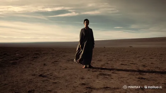 Solitary Figure in Vast, Melancholic Landscape – AI Generated Video | Hailuo AI