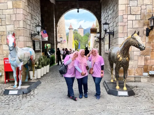 Women Perform Playful Kung Fu in Front of Artistic Horse Sculptures – AI Generated Video | Hailuo AI