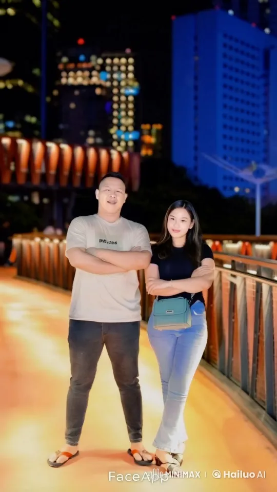 Nighttime Kung Fu Display on Urban Bridge – AI Generated Video | Hailuo AI