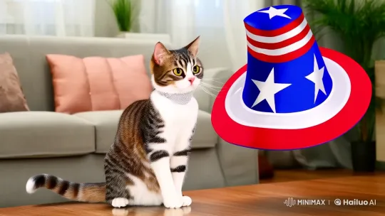 Cat Transforms into Glamorous Woman in Flag-Themed Outfit – AI Generated Video | Hailuo AI