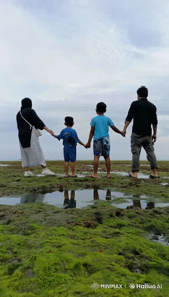 Family Unity on Rocky Shoreline – AI Generated Video | Hailuo AI