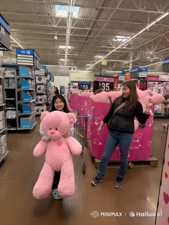 Playful Kung Fu Battle with Pink Teddy Bear in Store – AI Generated Video | Hailuo AI