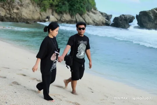 Couple Showcases Kungfu on Picturesque Beach – AI Generated Video | Hailuo AI