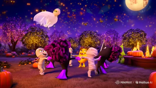 Monster Friends Celebrate Under Enchanted Night Sky – AI Generated Video | Hailuo AI