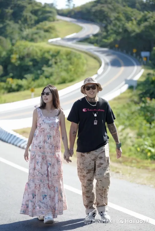 Couple's Intense Martial Arts Chase on Serene Road – AI Generated Video | Hailuo AI