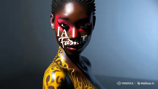 Artistic Portrait of Model with Vibrant Makeup and 'IA for Fashion' Inscription – AI Generated Video | Hailuo AI