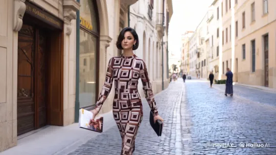 Sarah Arnaude: Fashion Icon in Historic Cityscape – AI Generated Video | Hailuo AI