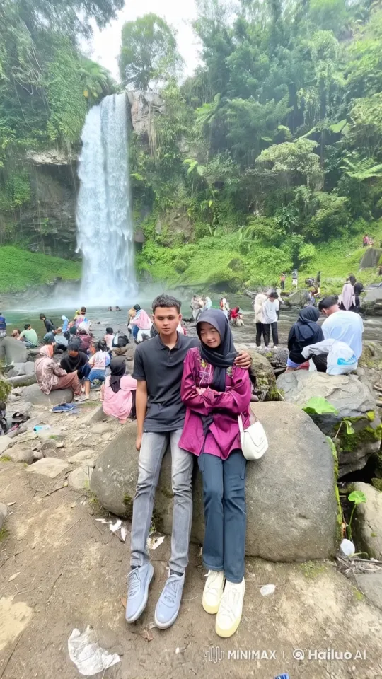 Kung Fu Performance by Man and Woman at Scenic Waterfall – AI Generated Video | Hailuo AI