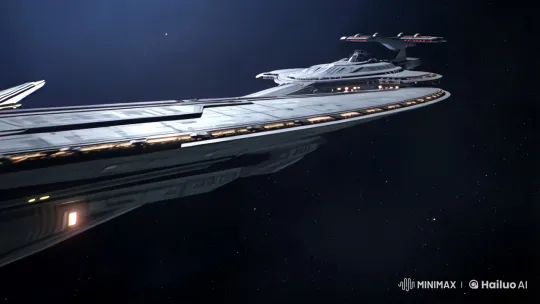 Cinematic Clip: The UNSC Infinity in Majestic Space – AI Generated Video | Hailuo AI