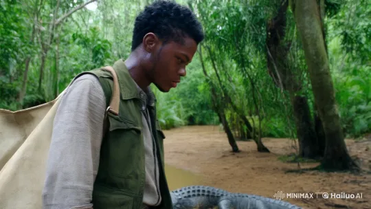 Young Man Feeds Crocodiles in Lush Forest – AI Generated Video | Hailuo AI