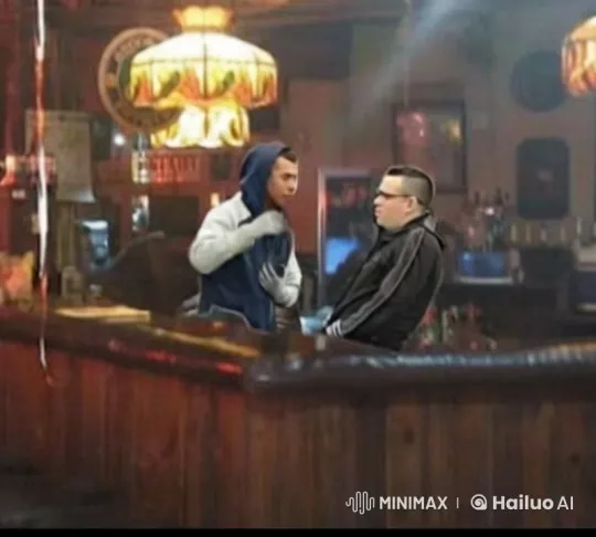 Intimate Moment Shared by Two Individuals at Rustic Bar – AI Generated Video | Hailuo AI