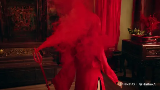 Possessed Chinese Woman in Eerie Grandeur with Red Smoke and Demonic Transformation – AI Generated Video | Hailuo AI