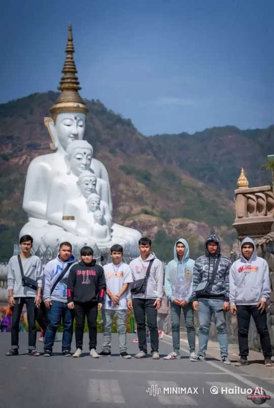 Young Men Perform Intense Martial Arts in Front of Buddha Statue – AI Generated Video | Hailuo AI